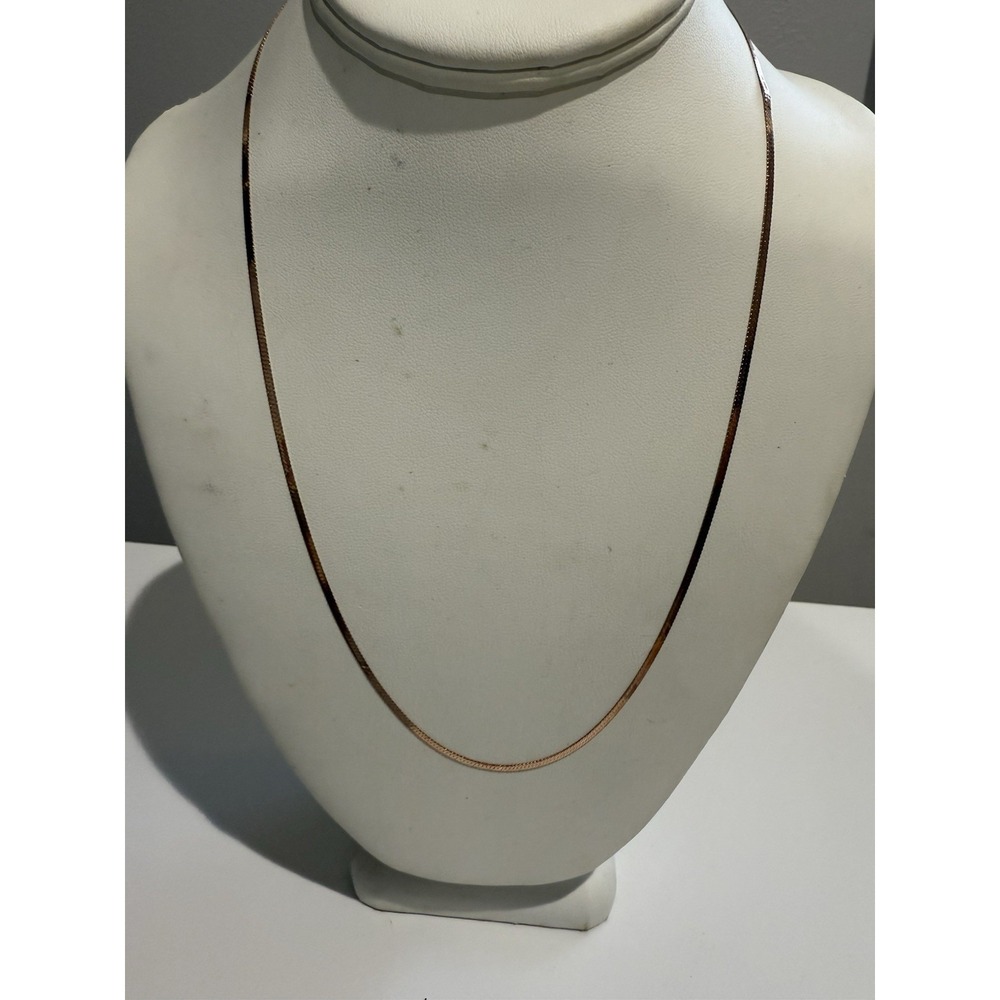 20" Rose Gold Plated 925 Sterling Silver Herringbone Chain Flat Necklace